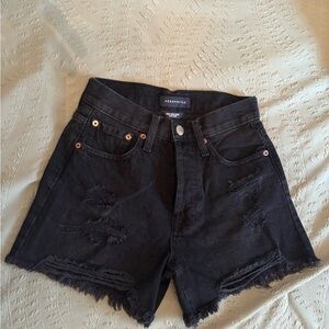 Aeropostale Women's Black Ripped Jean Shorts